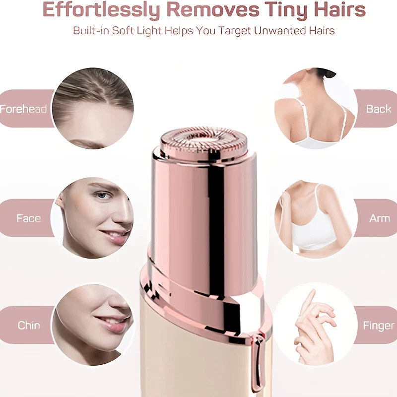 Conduroma Women's Painless Facial Hair Remover - Cordless, AA Battery-Powered (Not Included), with Elegant Metallic Finish - for Face, Upper Lip, Chin, Bikini Line - Travel-Friendly Grooming Tool, Sleek Design, Smooth Finish - Image 2