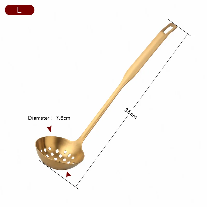 Cooking Tools Hot Pot Spoon Creative Color Home Stainless Steel Matte Gold Soup Spoon Colander Set Wall Mounted Kitchen Utensils - Image 8
