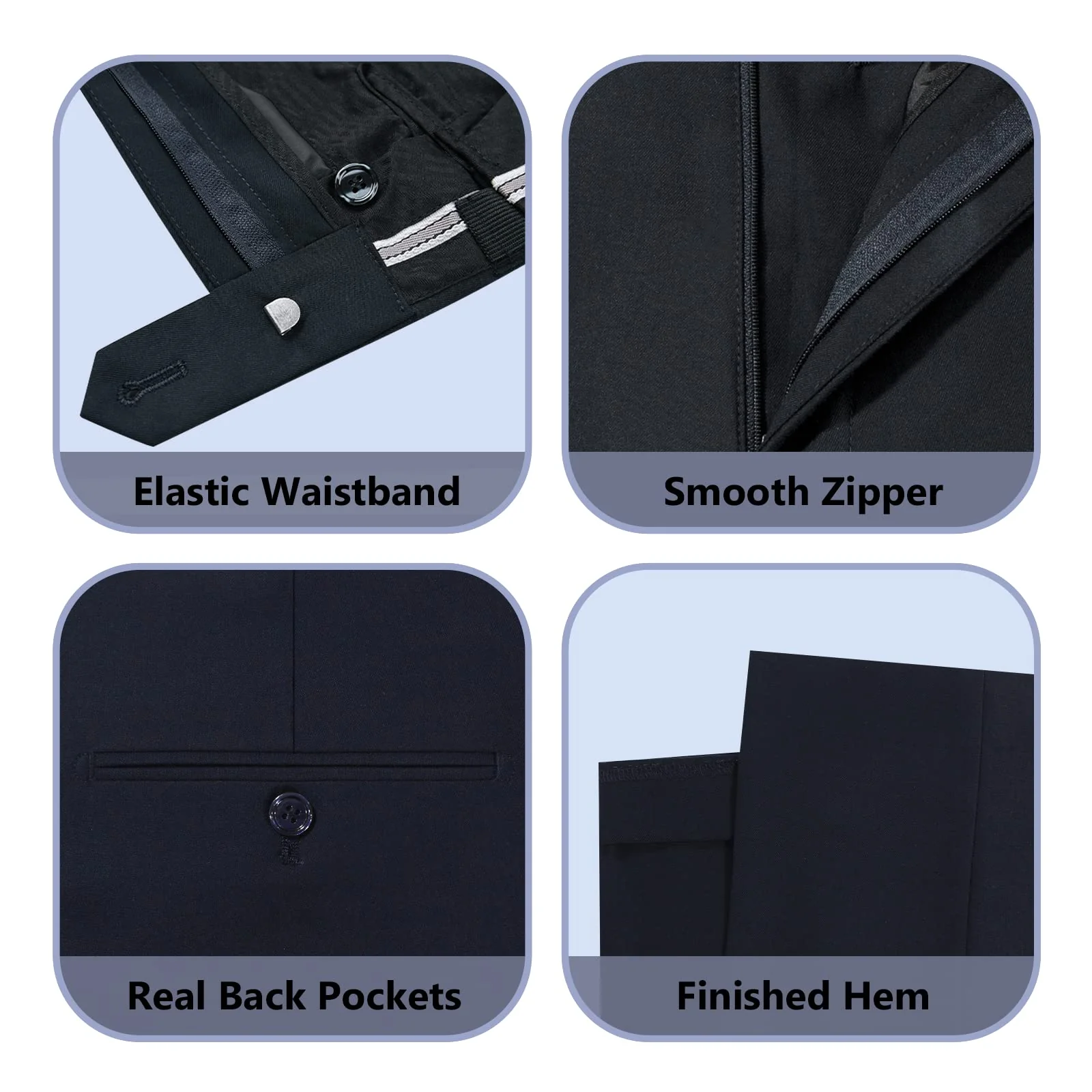 Cooper & Nelson Men's Suit Slim Fit, 3 Piece Suits for Men, One Button Solid Jacket Vest Pants with Tie, Tuxedo Set Dark Navy XS - Image 3