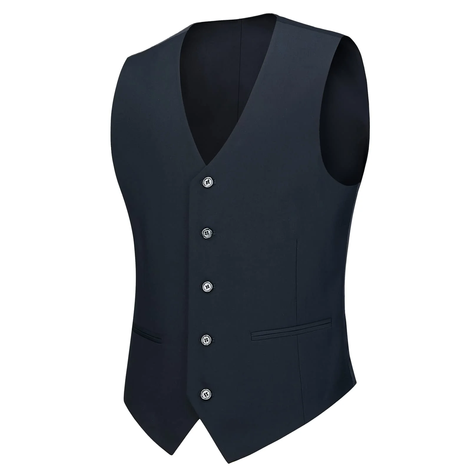 Cooper & Nelson Men's Suit Slim Fit, 3 Piece Suits for Men, One Button Solid Jacket Vest Pants with Tie, Tuxedo Set Dark Navy XS - Image 6