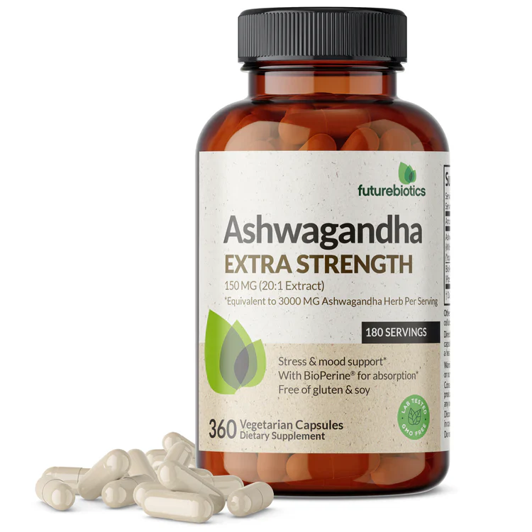 Futurebiotics Ashwagandha Capsules Extra Strength 3000mg - Stress Relief Formula, Natural Mood Support, Stress, Focus, and Energy Support Supplement, 360 Capsules