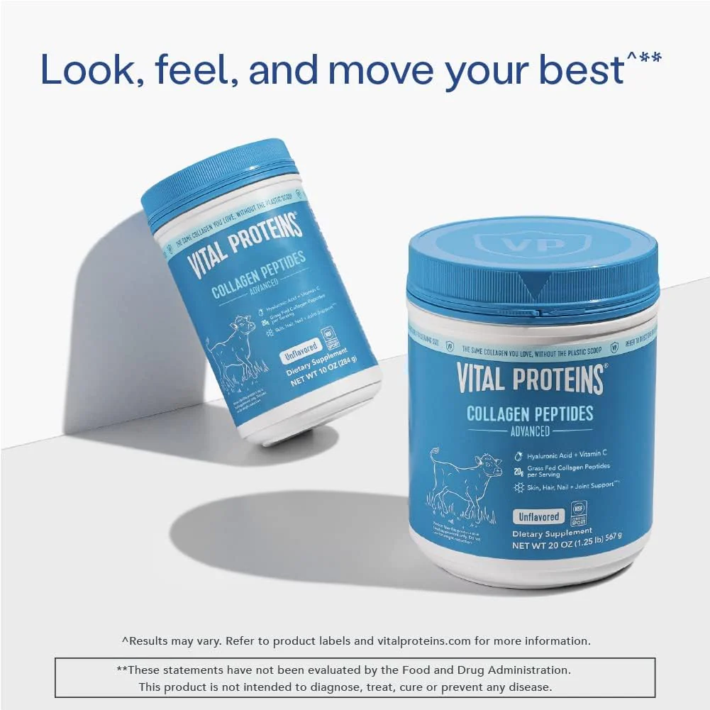 Vital Proteins Collagen Peptides Powder with Hyaluronic Acid and Vitamin C, Unflavored, 24 oz - Image 2