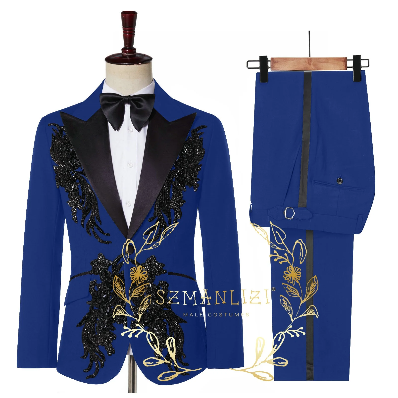Costume Mariage Homme 2022 Real Photo Luxury Crystal Beading Suits For Men Groom Wedding Suit Prom Suits Tuxedo Blazer Homme - Image 4
