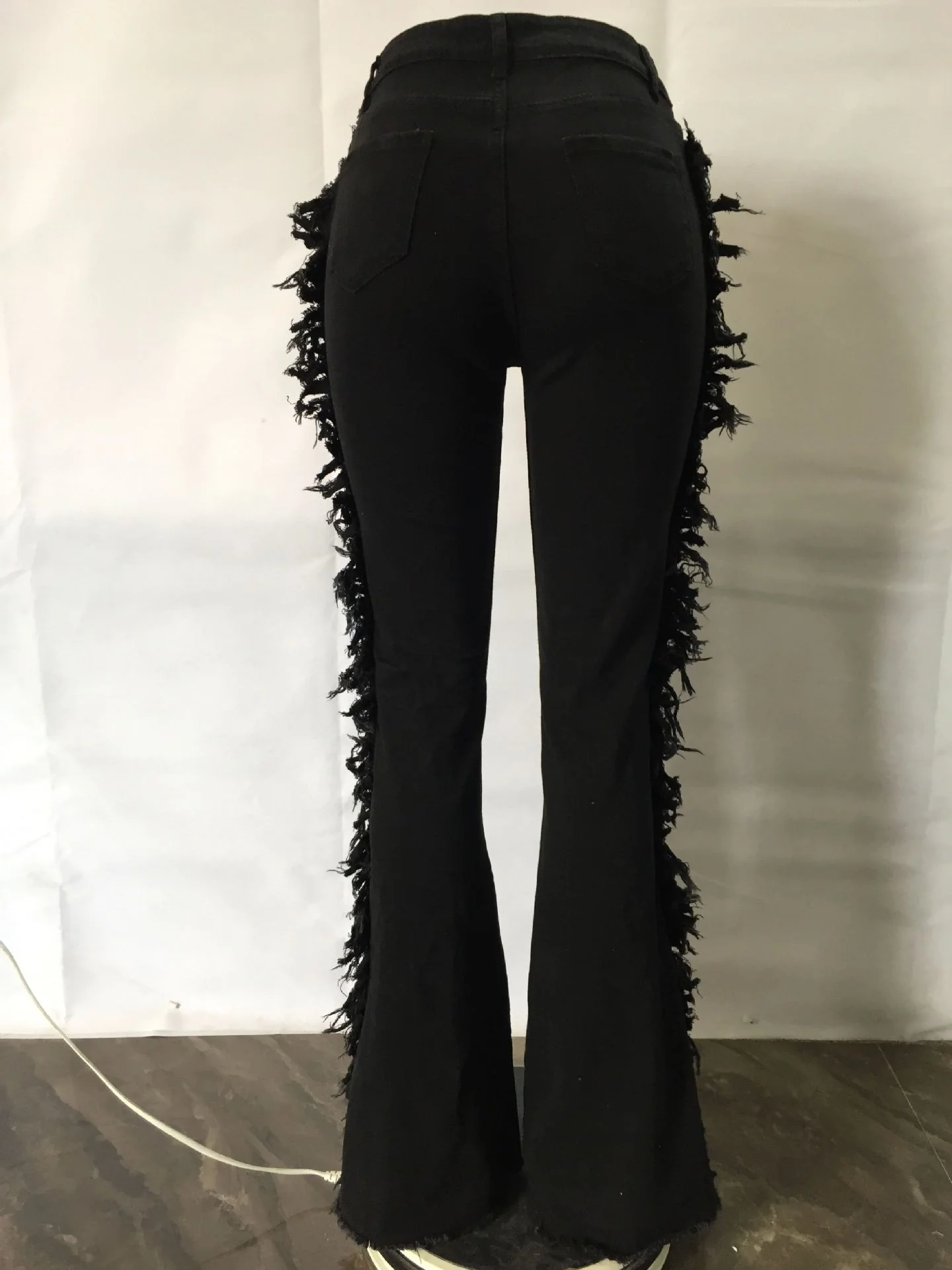 Cotton Flare Bell Bottom Jeans Long Pant for Women Casual Pants Wom Jeans New Fashion Lace Up Jeans with Fringes - Image 6