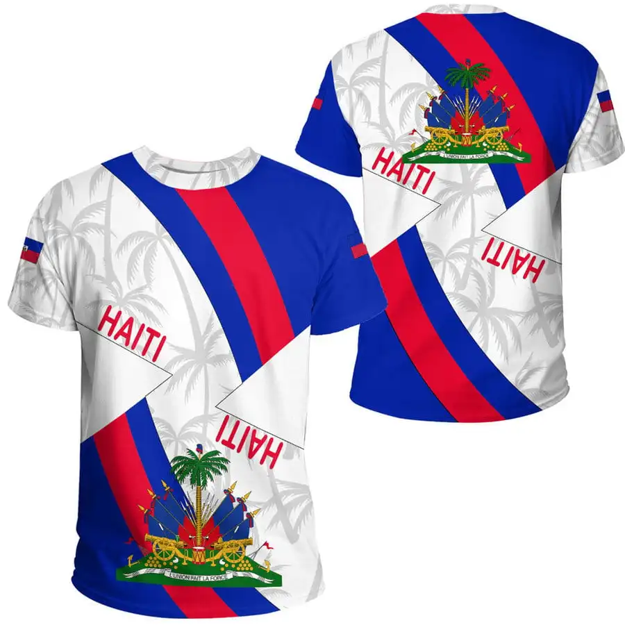 Country Emblem Flag Caribbean Sea Haiti Island Retro Streetwear 3Dprint Funny Casual Short Sleeve T-Shirts Men/Women - Image 7