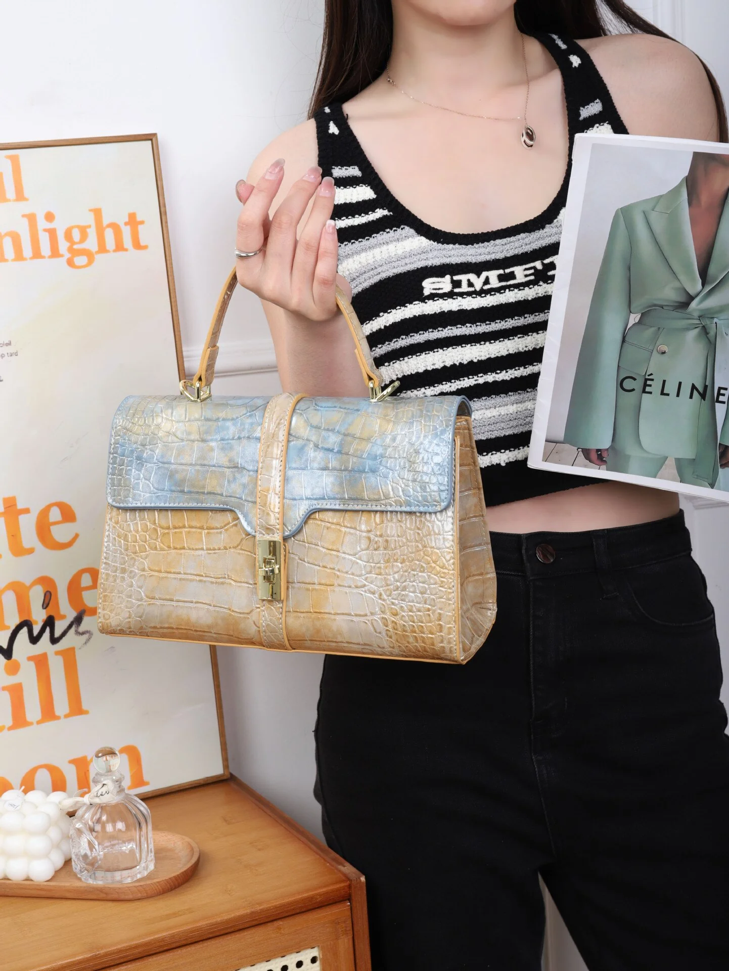 Crocodile Pattern Leather Women's Handbags Lady Shoulder Messenger Bag Design Genuine Leather Fashion All-Match Portable Bags - Image 4