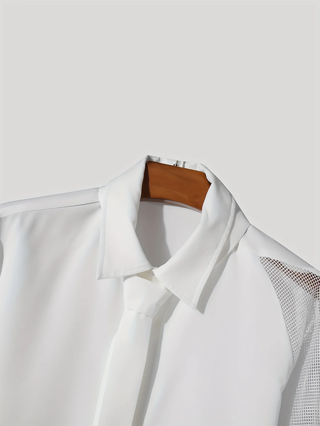 Cross-border foreign trade Men's shirt autumn new Men's casual shirt European and American Men's high-end banquet gentleman shirt plain long-sleeved net splicing shirt performance uniform - Image 7