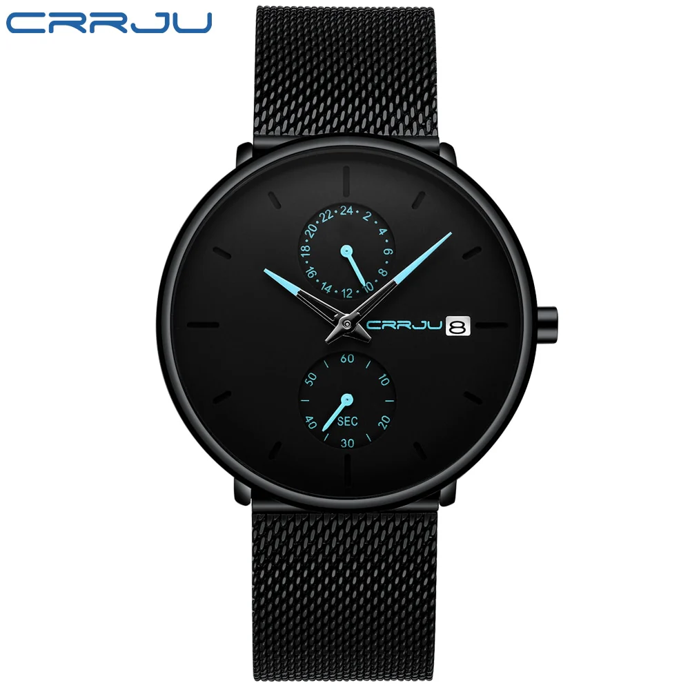 CRRJU Mens Watches Ultra-Thin Minimalist Waterproof - Fashion Wrist Watch for Men Unisex Dress with Stainless Steel Mesh Band - Image 16