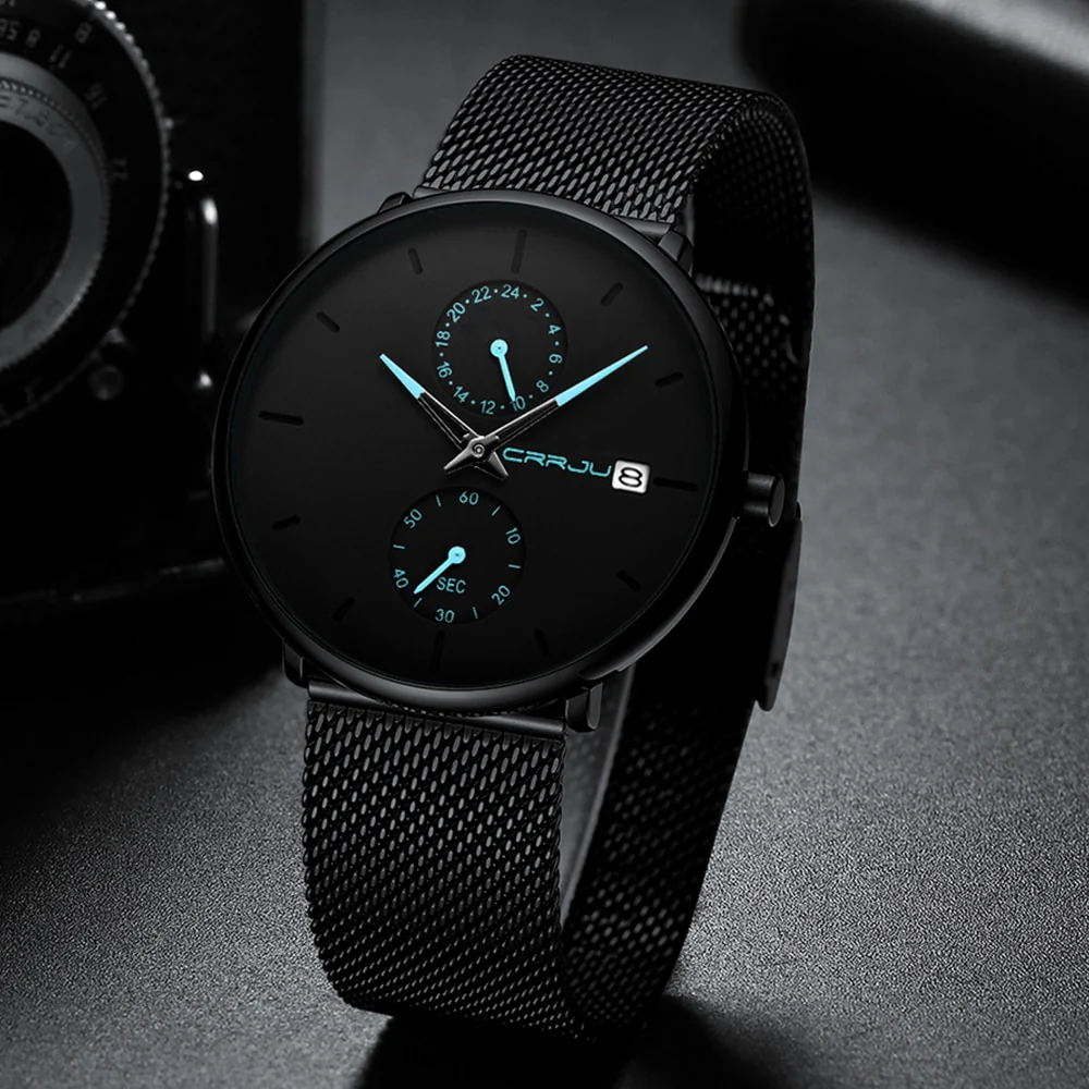 CRRJU Mens Watches Ultra-Thin Minimalist Waterproof - Fashion Wrist Watch for Men Unisex Dress with Stainless Steel Mesh Band - Image 17