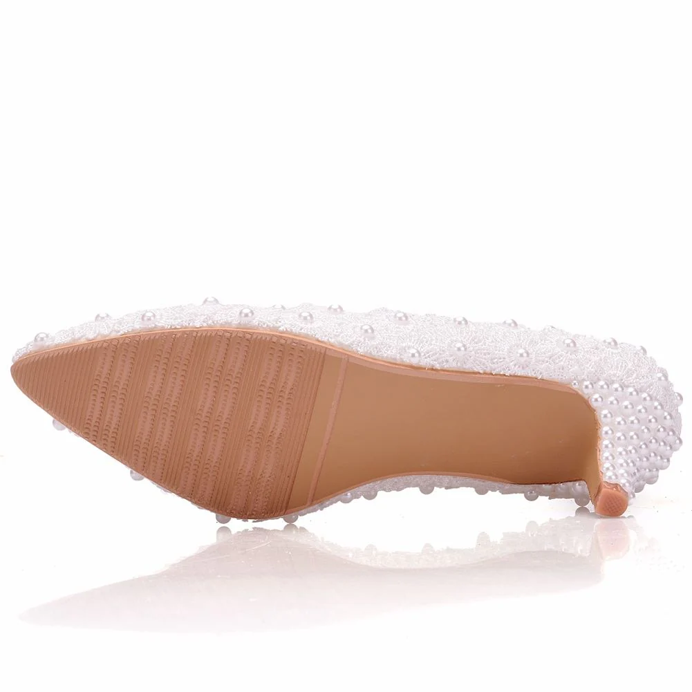 Crystal Queen White Lace Wedding Shoes 5CM Thick kitten Heel Shoes White Lace Pumps Princess Party Birthday Heels - Image 13