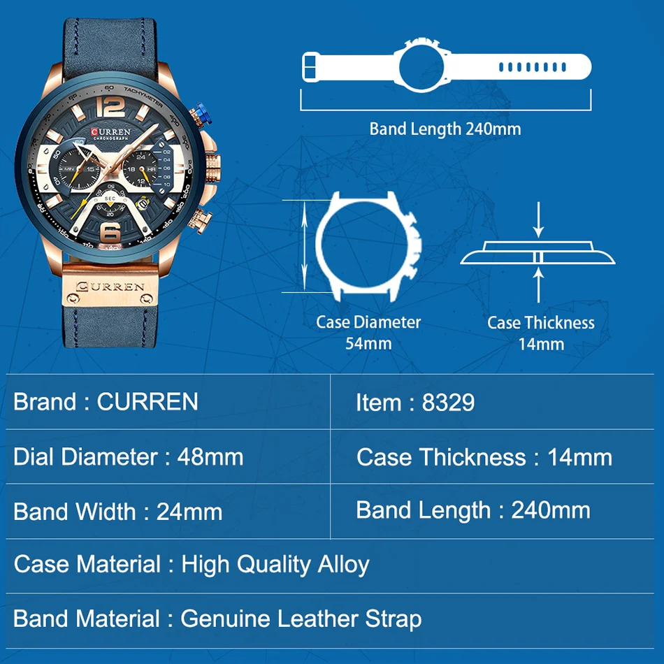 CURREN Blue Watches Top Brand Luxury Men Sport Watch Quartz Clock Man Casual Military Waterproof Wrist Watch Relogio Masculino - Image 10