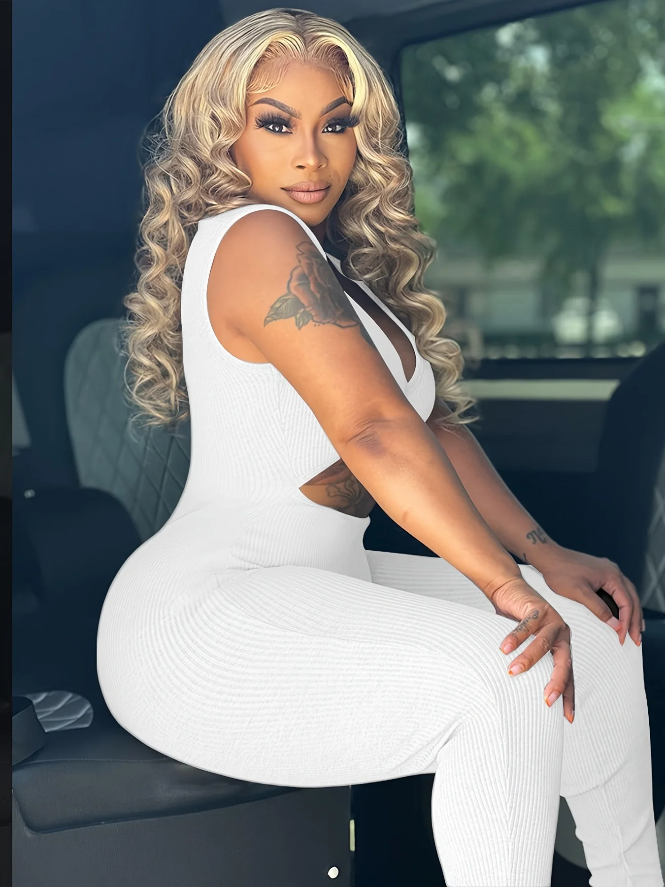 Cut Out Sleeveless Jumpsuit, Sexy Solid Bodycon Jumpsuit, Women's Clothing - Image 7