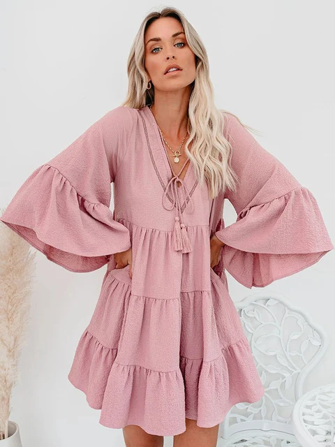 Cute Ruffle Maternity Dresses Summer Casual Pregnancy Pleated Dress For Pregnant Women Flare Sleeve Clothes Loose Woman Clothing - Image 8