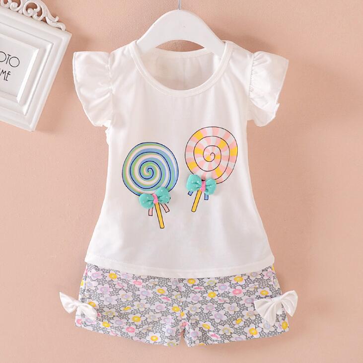 Cute Summer Baby Girls Outfits Cotton T-shirt and Short Pants Two Piece Set for Girl Princess Clothes Suit Children Clothing - Image 2
