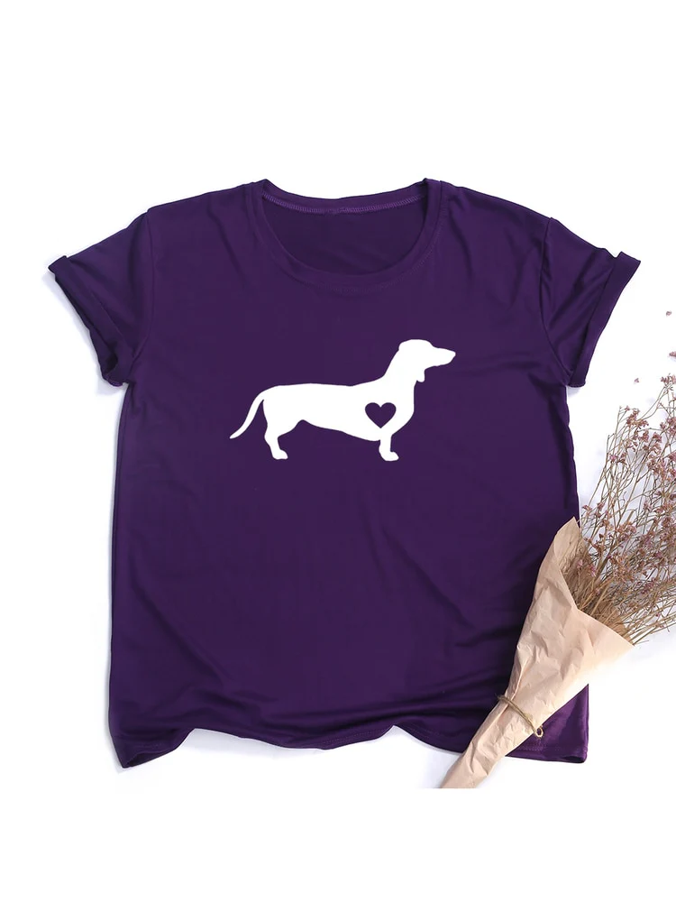 Dachshund Dog Print Women T-Shirt Dog Mom Life Streetwear Tumblr Female Causal Graphic Tees Harajuku Tops Aesthetic Camisetas - Image 12