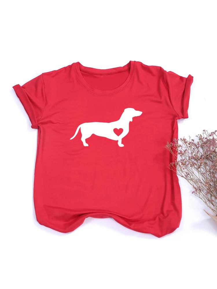 Dachshund Dog Print Women T-Shirt Dog Mom Life Streetwear Tumblr Female Causal Graphic Tees Harajuku Tops Aesthetic Camisetas - Image 6