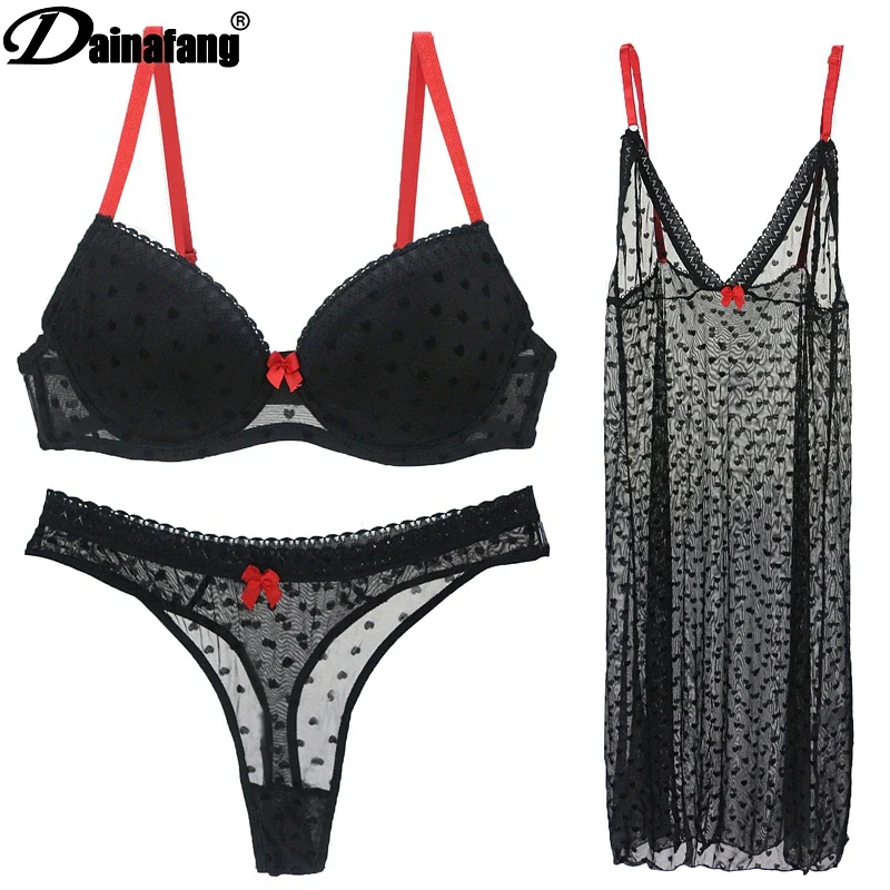 DAINAFANG Brand Lingerie 36/80 38/85 40/90 42/95 BC Cup Bra and Brief  Sexy Clothes Nightgown Underwear Sets Panties For Womens - Image 2