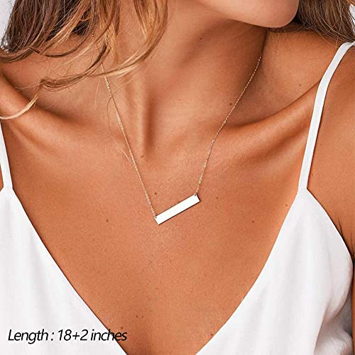 Dainty Layering Pearls Necklace Bar Necklace Hammered Disc Pendant Necklace Simple Layering Necklace Gold Plated Choker for Women - Image 5