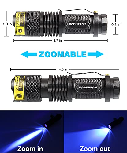 DARKBEAM UV 365nm Light Wood's lamp Blacklight Ultraviolet Flashlight LED Portable Mini Handheld Torch Detector for Dog Urine Pet Stains 370nm Anti-counterfeiting Identification, Resin Curing - Image 8