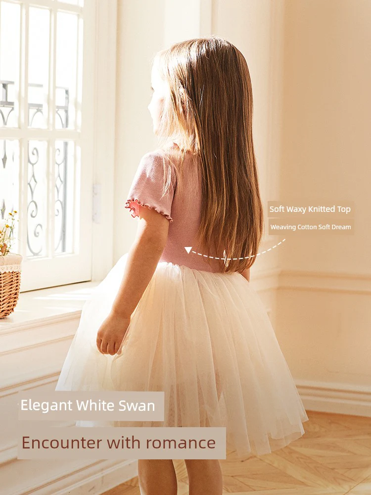 Dave & Bella Girl Dress Summer Dress Kids Baby Swan Princess Dress Little Girl Tulle Skirt Western Style - Image 2