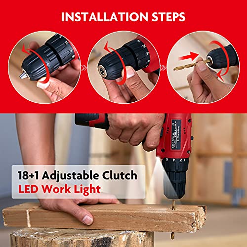 DD dedeo Tool Set with Drill, 108Pcs Cordless Drill Household Power Tools Set with 16.8V Lithium Driver Claw Hammer Wrenches Pliers DIY Accessories Tool Kit - Image 4