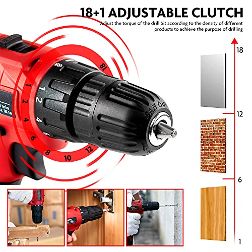 DD dedeo Tool Set with Drill, 108Pcs Cordless Drill Household Power Tools Set with 16.8V Lithium Driver Claw Hammer Wrenches Pliers DIY Accessories Tool Kit - Image 5