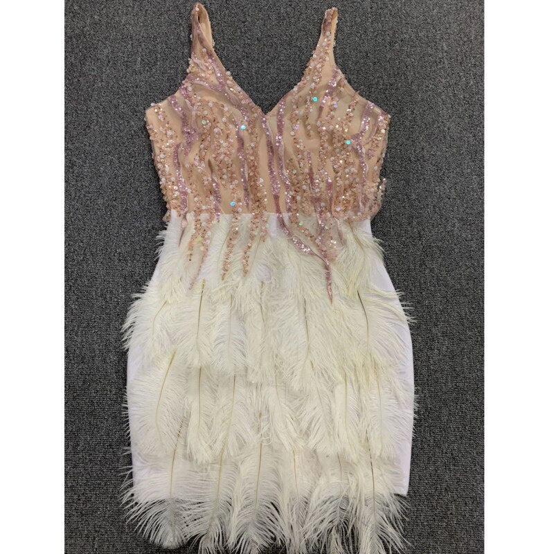 [DEAT] 2023 Summer New Fashion Tide Fashion Tide Sleeveless V-neck High Waist Diamonds Temperament Mini Dress Women 13AC708 - Image 6