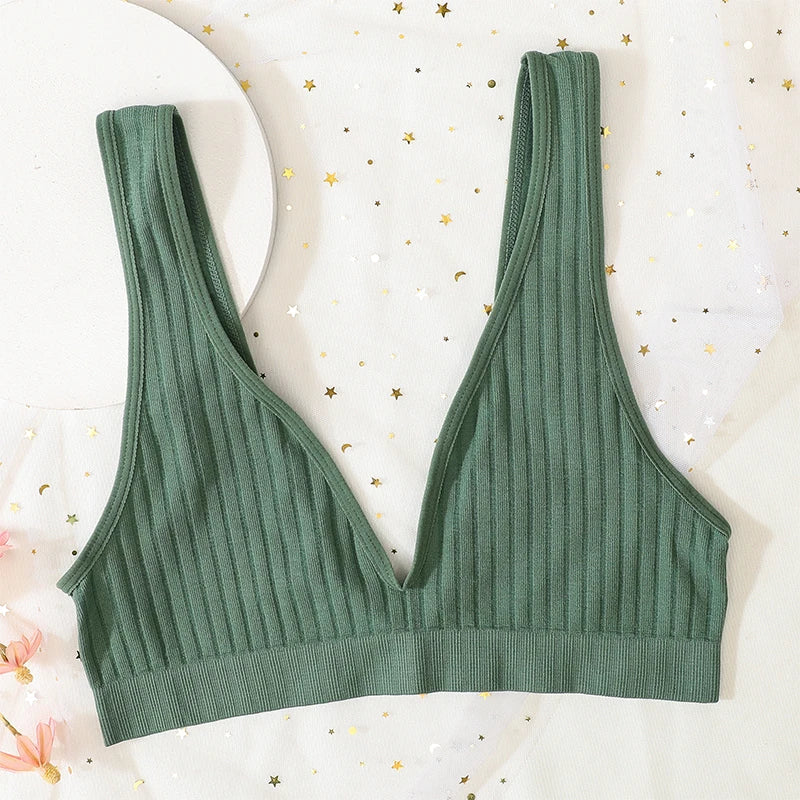 Deep V-neck Seamless Bra Push Up Bras For Women Bralette Sexy Lingerie Female Low Back Sleep Underwear Unlined Crop Top - Image 7