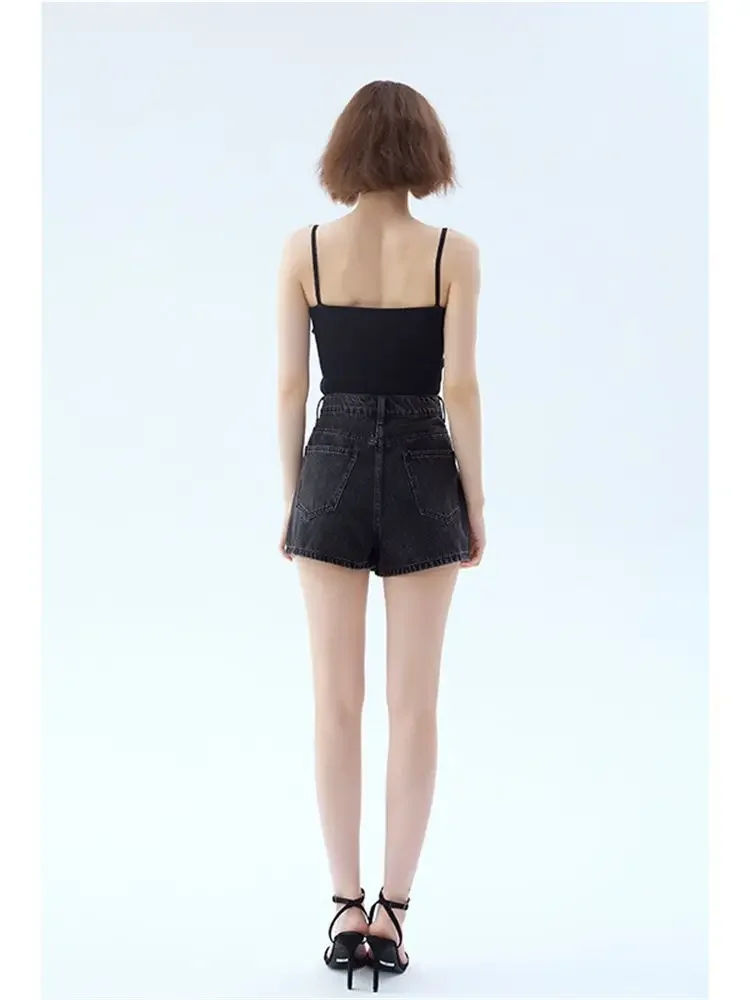 Deinm Shorts For Ladies 2023 New High Waist Fake Two Piece Fashion Blue Short Straight Jeans - Image 2