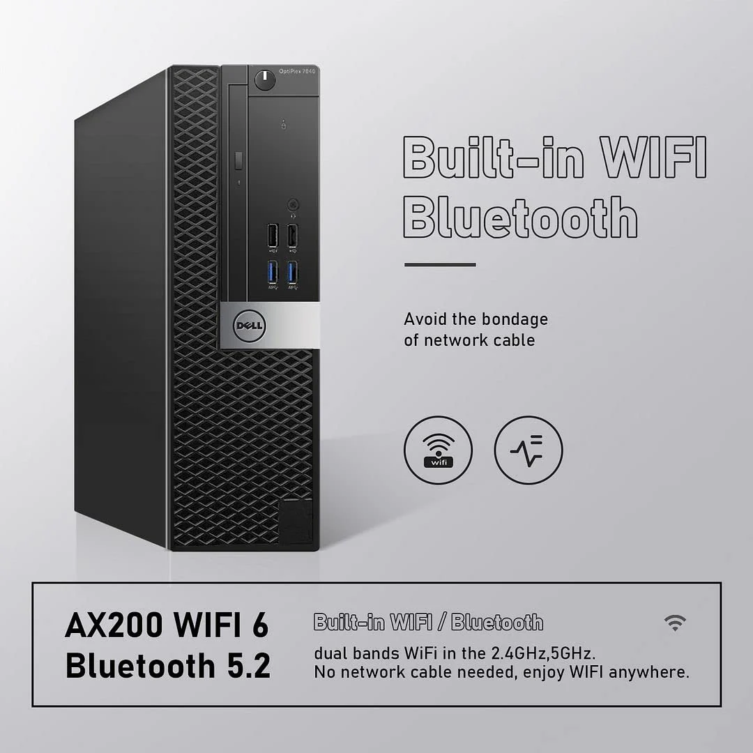 Dell OptiPlex 7040 SFF Desktop Computer PC Intel Quad Core i7-6700 3.20GHz AX200 Built-in WiFi 6 Bluetooth 16GB DDR4 256GB NVMe M.2 SSD 2TB HDD HDMI Wireless Keyboard & Mouse Windows10 Pro (Refurbished) - Image 7