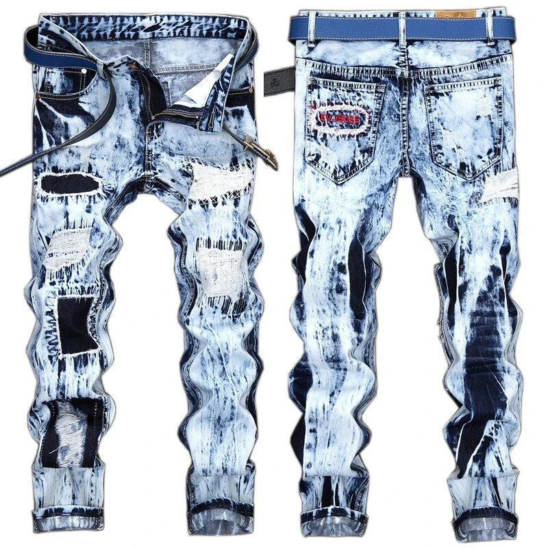 Denim Designer Hole Jeans High Quality Ripped for Men Size 28-38 40 42 2023 Autumn Spring HIP HOP Punk Streetwear - Image 5