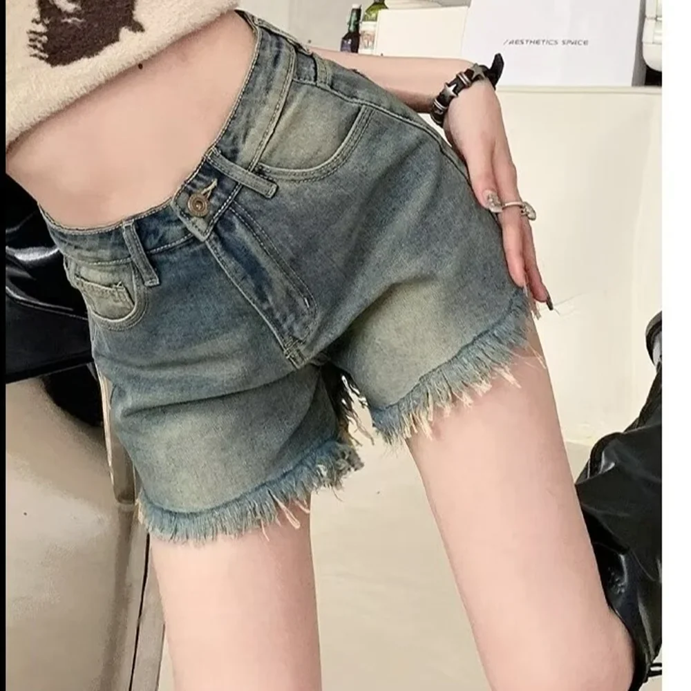 Denim shorts for women in summer, thin cut with holes and frayed edges, design sense, niche high street trendy brand, ins new st - Image 5