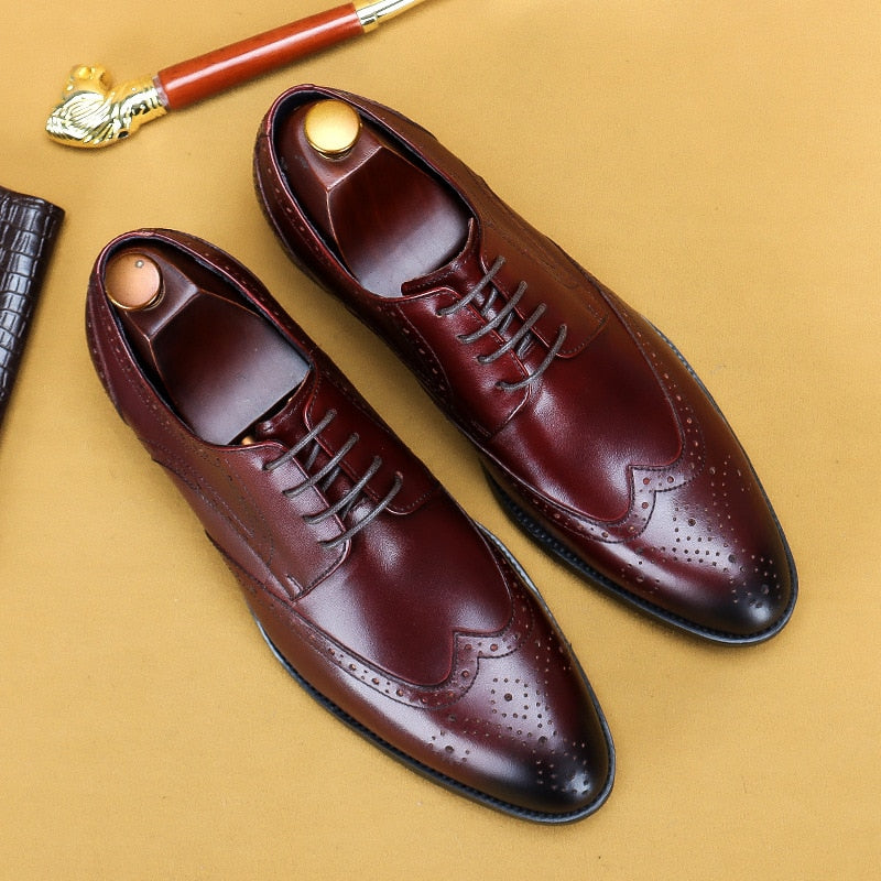 Desai 2022 New Men Dress Handmade Shoes Genuine Leather Male Oxford Italian Classic Vintage Lace-up Men's Brogue Shoes Oxford - Image 5