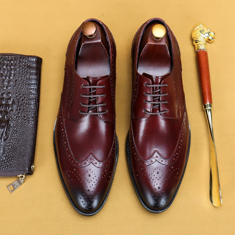 Desai 2022 New Men Dress Handmade Shoes Genuine Leather Male Oxford Italian Classic Vintage Lace-up Men's Brogue Shoes Oxford - Image 6