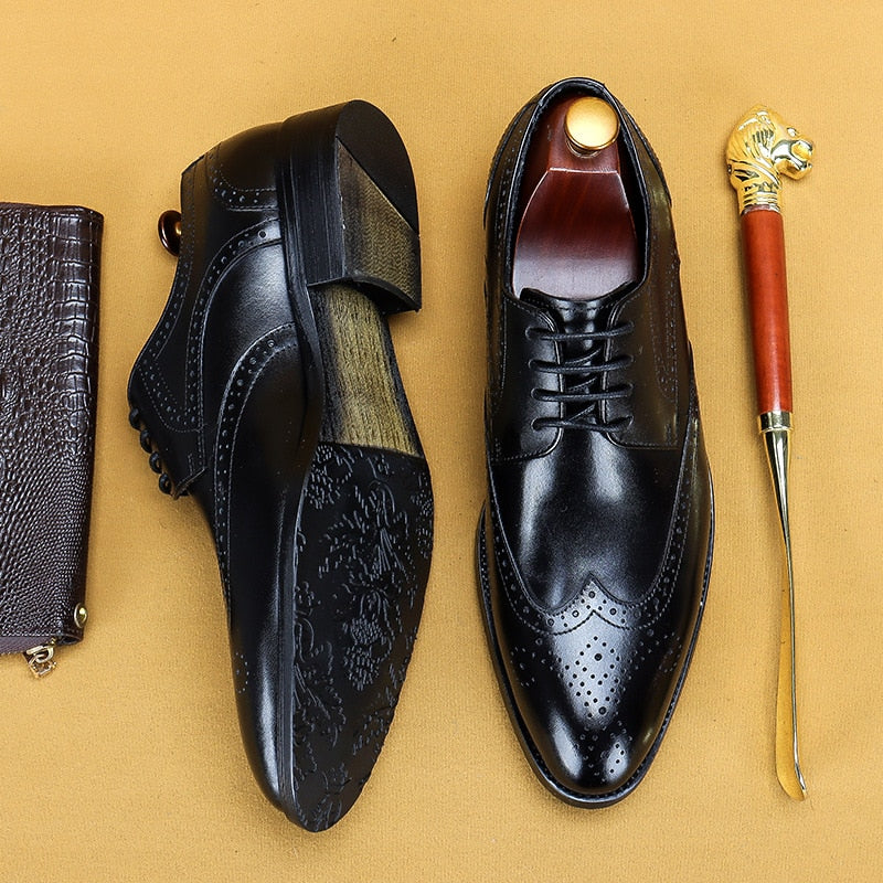 Desai 2022 New Men Dress Handmade Shoes Genuine Leather Male Oxford Italian Classic Vintage Lace-up Men's Brogue Shoes Oxford - Image 7