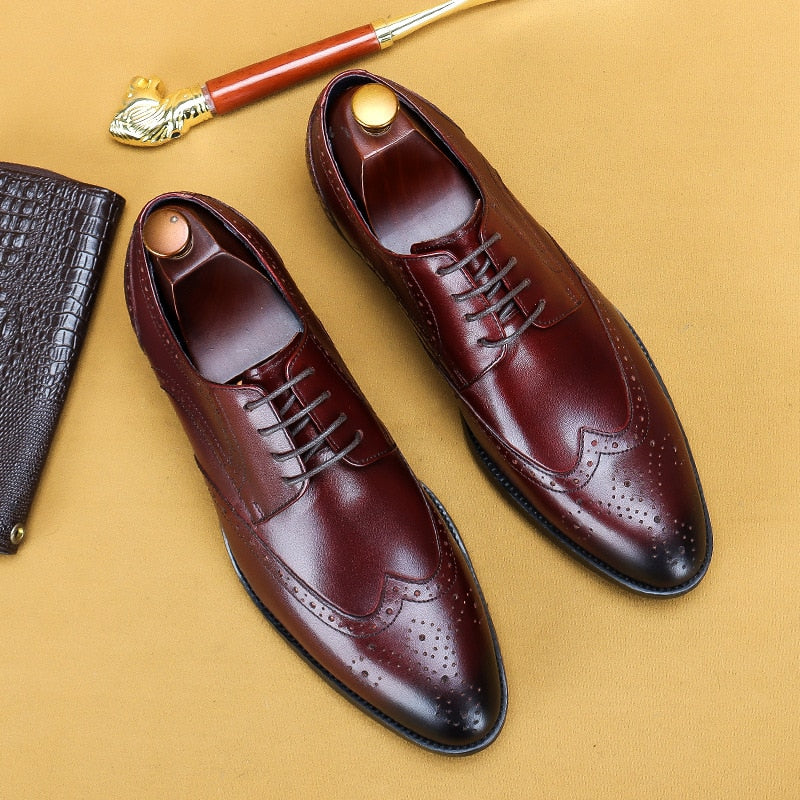 Desai 2022 New Men Dress Handmade Shoes Genuine Leather Male Oxford Italian Classic Vintage Lace-up Men's Brogue Shoes Oxford - Image 8
