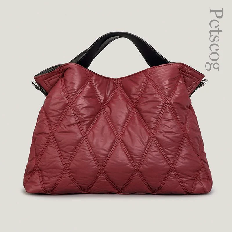 Designer Rhombus Quilted Shoulder Bags For Women Luxury Nylon Spacer Padded Crossbody Bag Fashion Large Capacity Tote Bolsa 2022 - Image 2