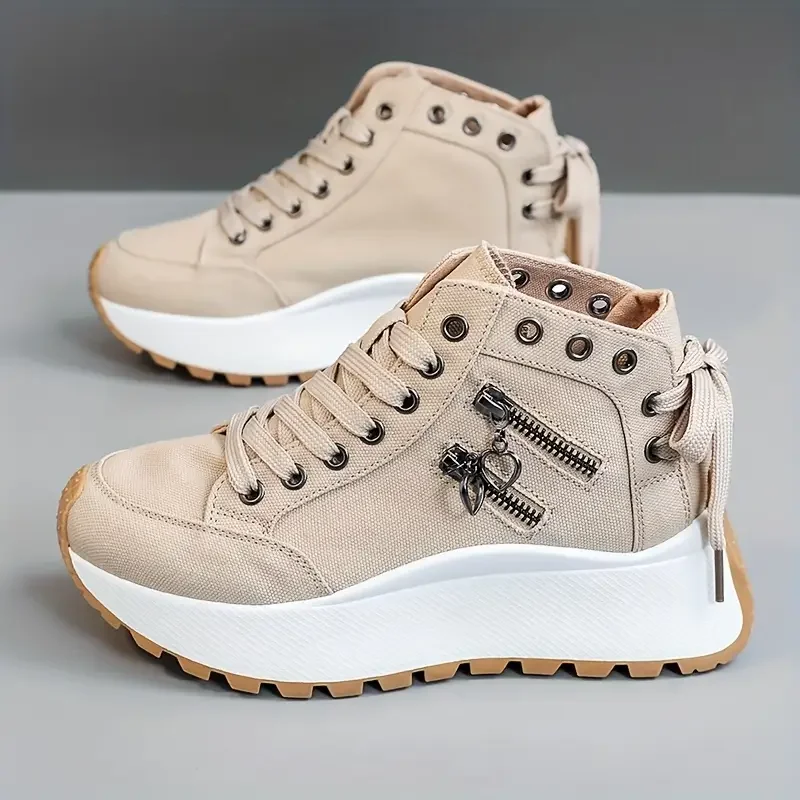 Designer Women Sneakers High Top Denim Canvas Shoes Female Girls Students Canvas Shoes for Women Lace Up Platform Sneakers - Image 3