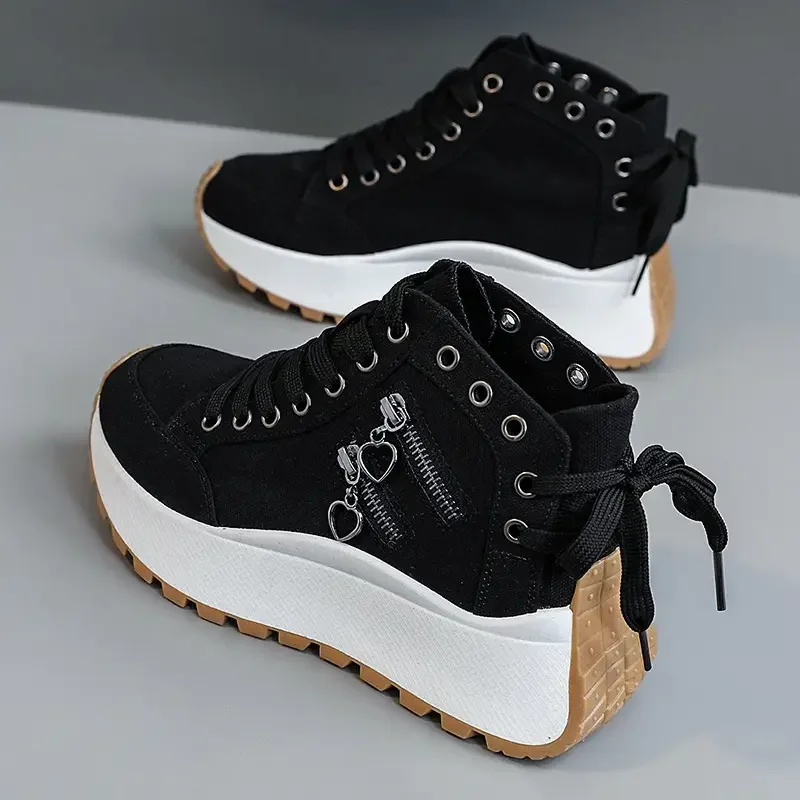 Designer Women Sneakers High Top Denim Canvas Shoes Female Girls Students Canvas Shoes for Women Lace Up Platform Sneakers - Image 5