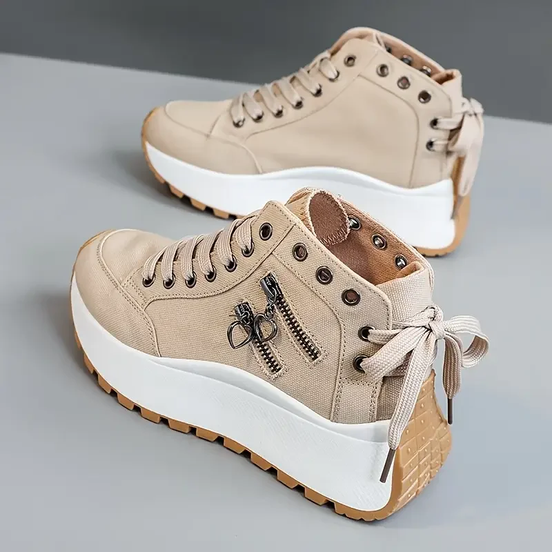 Designer Women Sneakers High Top Denim Canvas Shoes Female Girls Students Canvas Shoes for Women Lace Up Platform Sneakers - Image 6