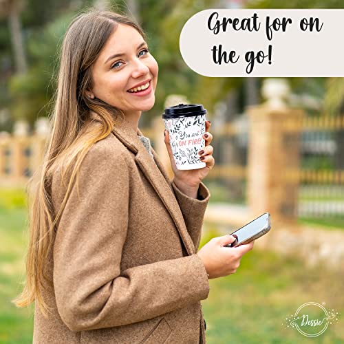 Dessie 100 Disposable Coffee Cups with Lids 12 Oz, To Go Coffee Paper Cups with Lids and Stirrers, Motivational Coffee Cups with Lids 12 Oz. (You Totally Rock) - Image 2