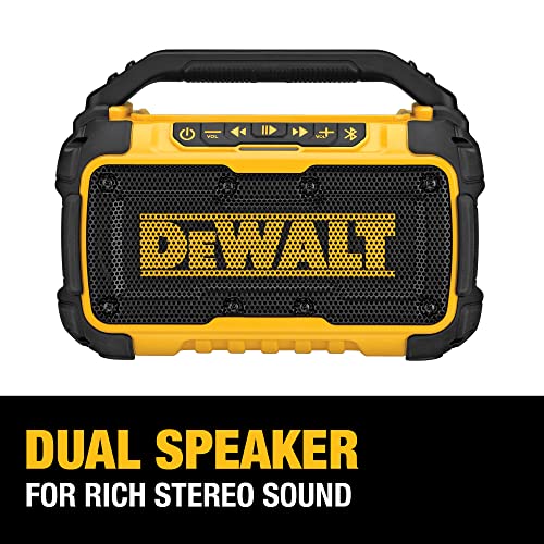 DEWALT 20V MAX Bluetooth Speaker, 100 ft Range, Durable for Jobsites, Phone Holder Included, Lasts 8-10 Hours with Single Charge (DCR010) - Image 10