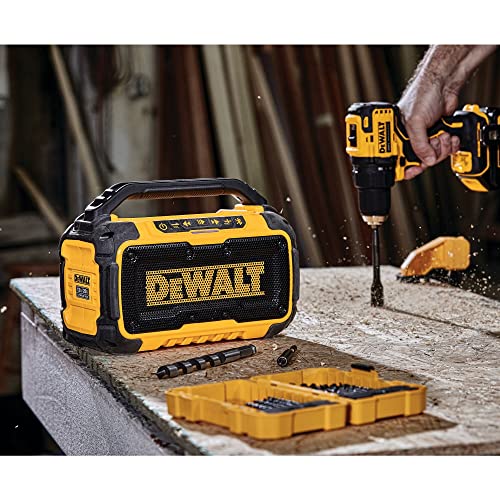 DEWALT 20V MAX Bluetooth Speaker, 100 ft Range, Durable for Jobsites, Phone Holder Included, Lasts 8-10 Hours with Single Charge (DCR010) - Image 3