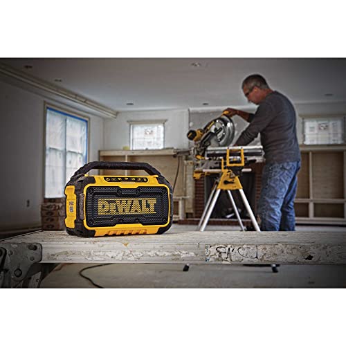 DEWALT 20V MAX Bluetooth Speaker, 100 ft Range, Durable for Jobsites, Phone Holder Included, Lasts 8-10 Hours with Single Charge (DCR010) - Image 4