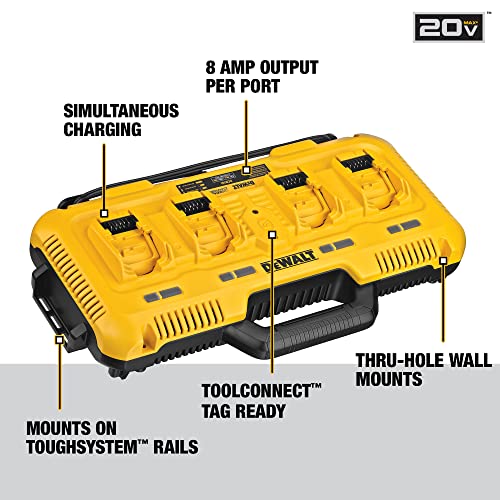 DEWALT 20V MAX* Charger, 4-Port, Rapid Charge (DCB104) , Black/Yellow - Image 14