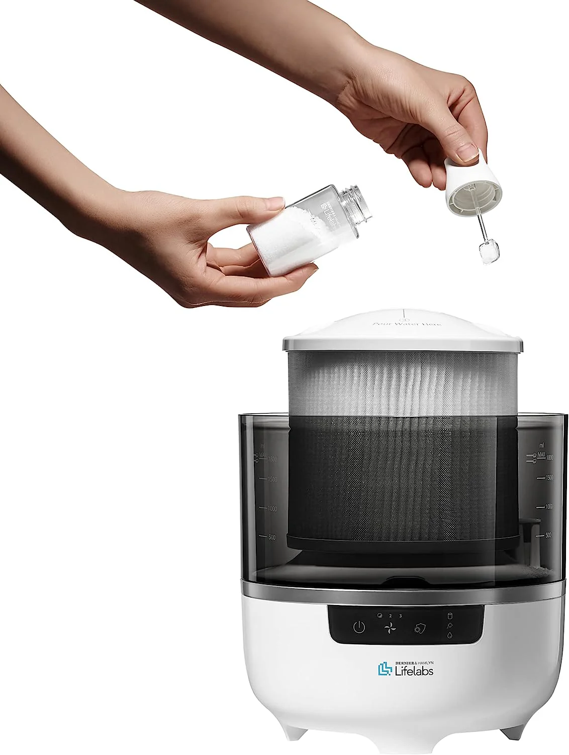 DH Lifelabs | Aaira Mini Hydrating Air Purifiers | Eliminates 99.9% of Bacteria Viruses Mold | HOCl Cleans Moisturizes Air Odor Eliminator for Smokers | Coverage 323 Sq Ft for Large Room Bedroom Home Mini Grey - Image 4