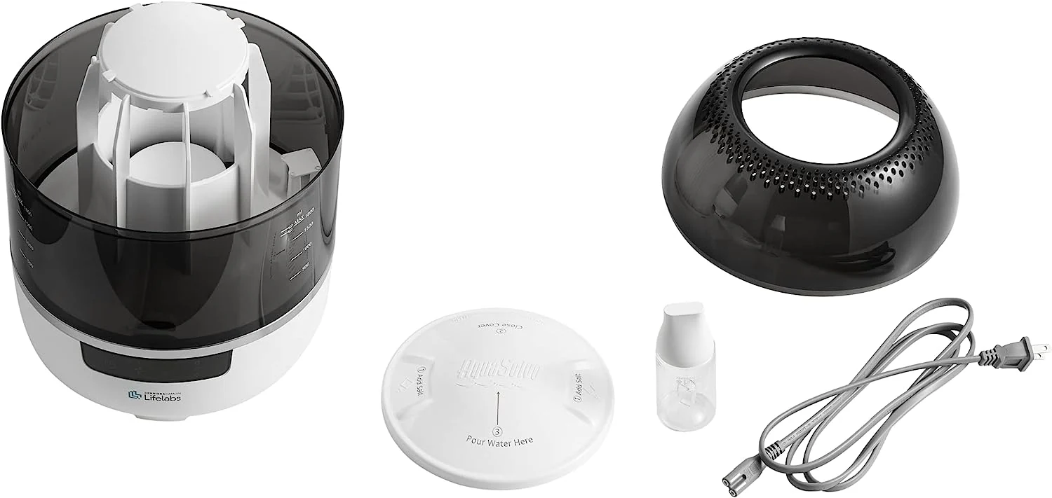 DH Lifelabs | Aaira Mini Hydrating Air Purifiers | Eliminates 99.9% of Bacteria Viruses Mold | HOCl Cleans Moisturizes Air Odor Eliminator for Smokers | Coverage 323 Sq Ft for Large Room Bedroom Home Mini Grey - Image 6