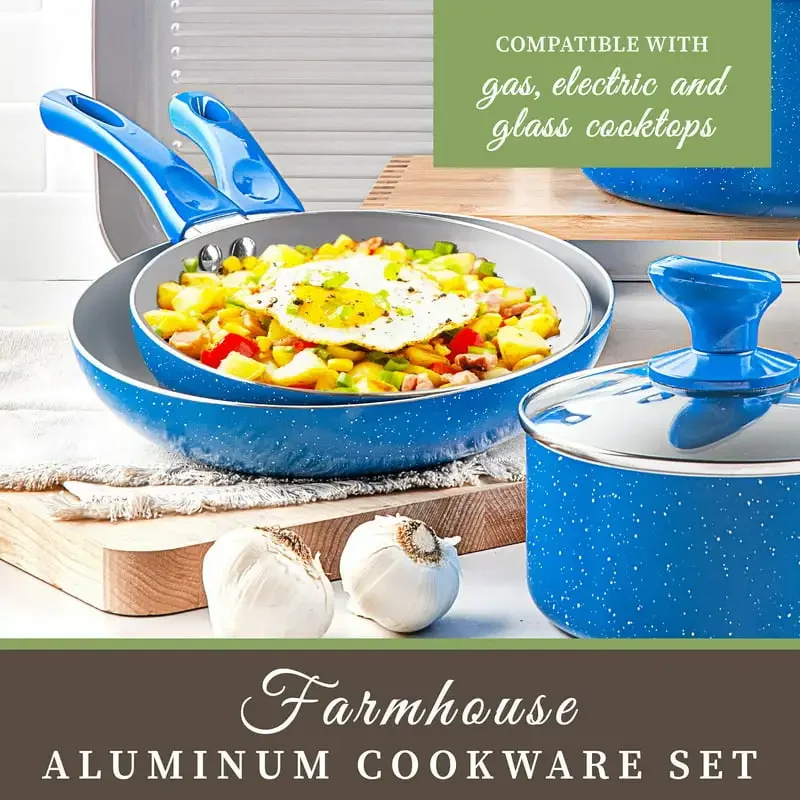 Diamond Farmhouse 13 Piece Pots and Pans Set, Nonstick Cookware Set - Image 4