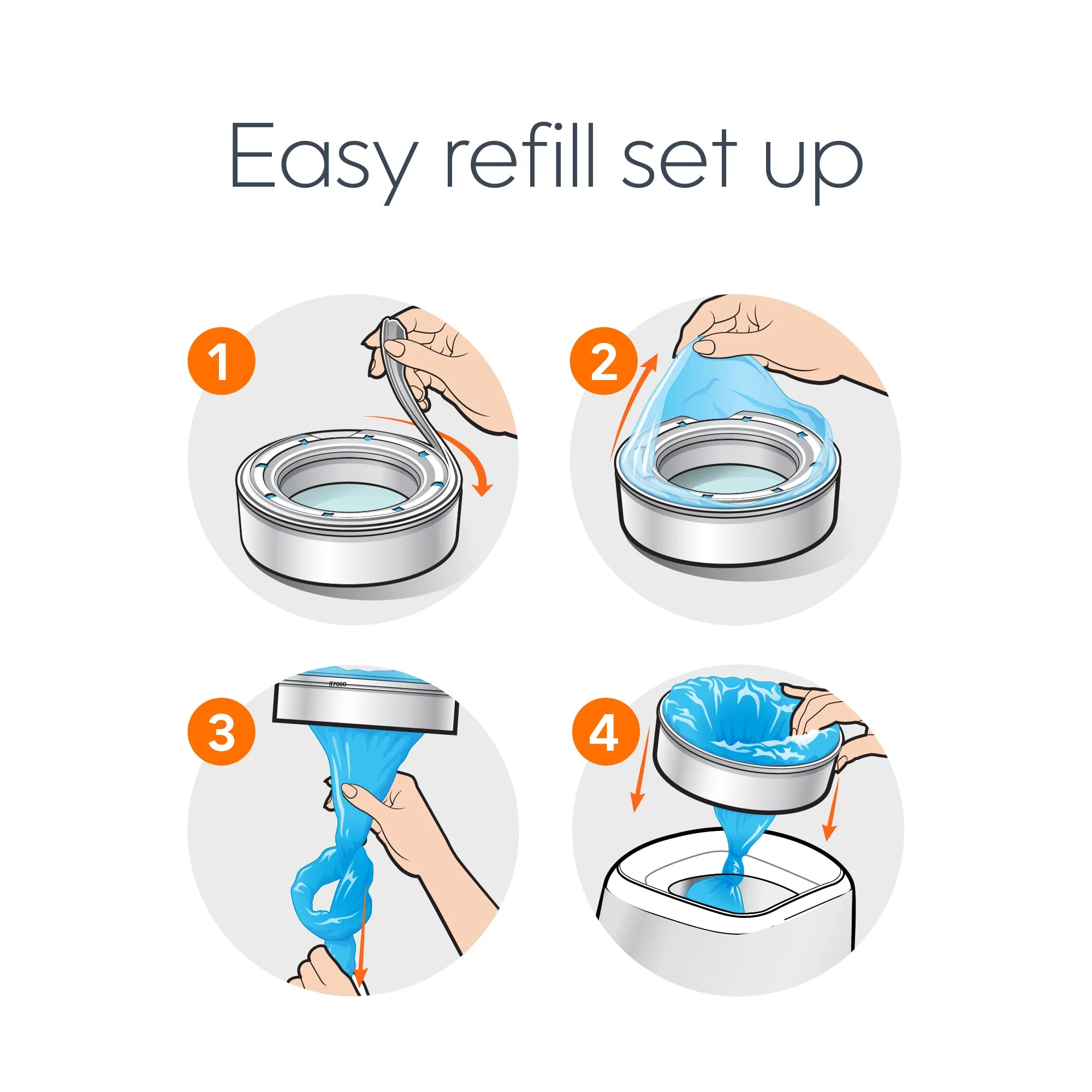 Diaper Genie Essentials Round Refill 4-Pack | Holds Up to 1280 Newborn Diapers | Features Unscented Continuous Film | Compatible with Diaper Genie Complete and Expressions Pails - Image 4