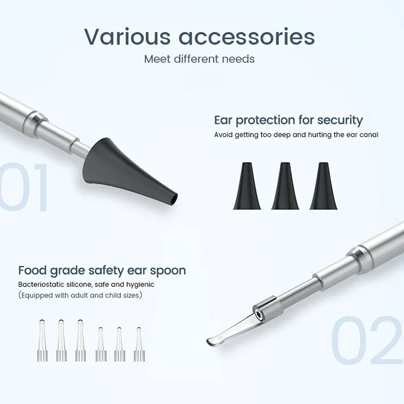 Digital Otoscope with 4.5 Inches 1080P 3.9mm Ear Camera with 6 LED Lights Ear Wax Removal Tool with 32GB Card For Child Adults - Image 3